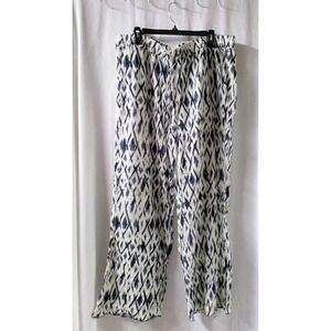 Gap Women's XL Ikat Blue/Green‎ Print Pants with elastic waist